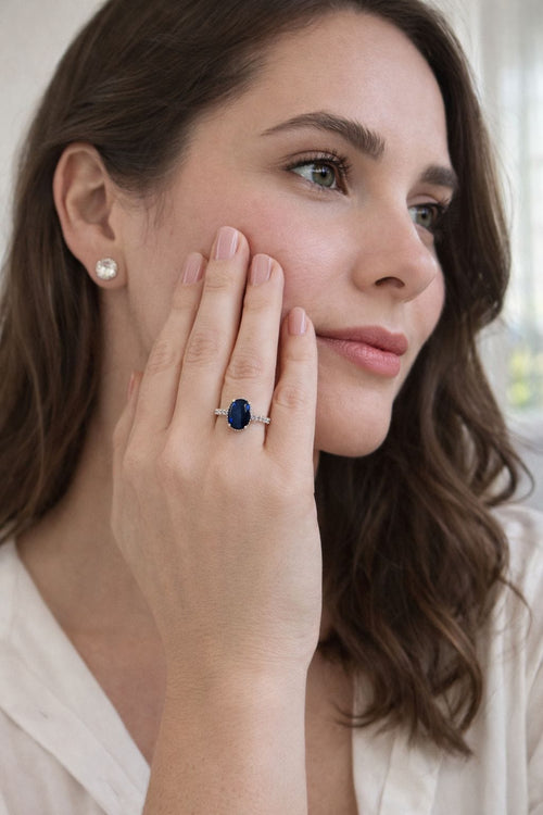 טבעת ספיר כחולה | כסף סטרלינג 925