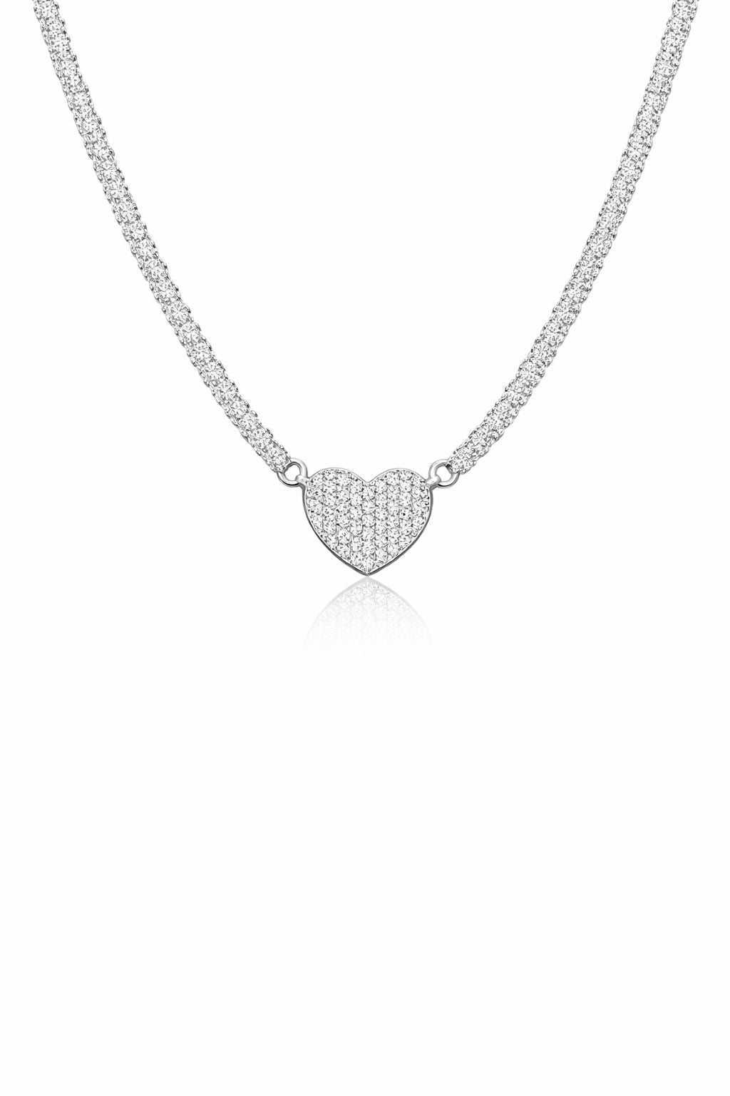 שרשרת לב משובצת זירקונים