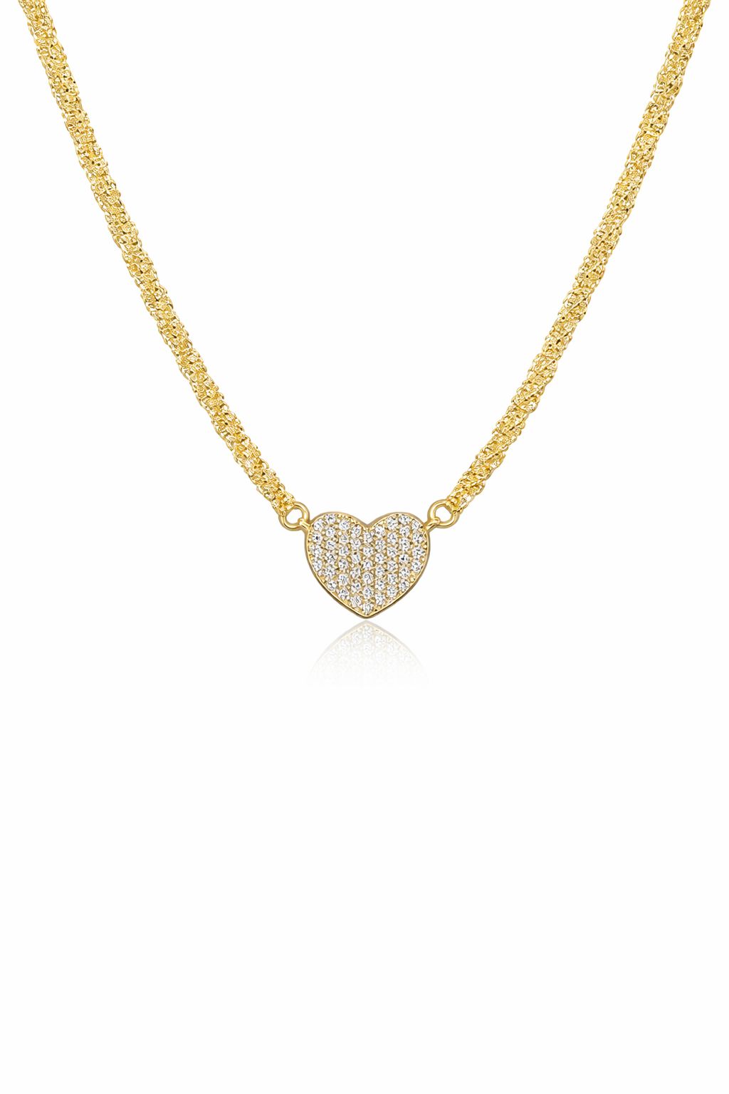 שרשרת לב משובצת זירקונים