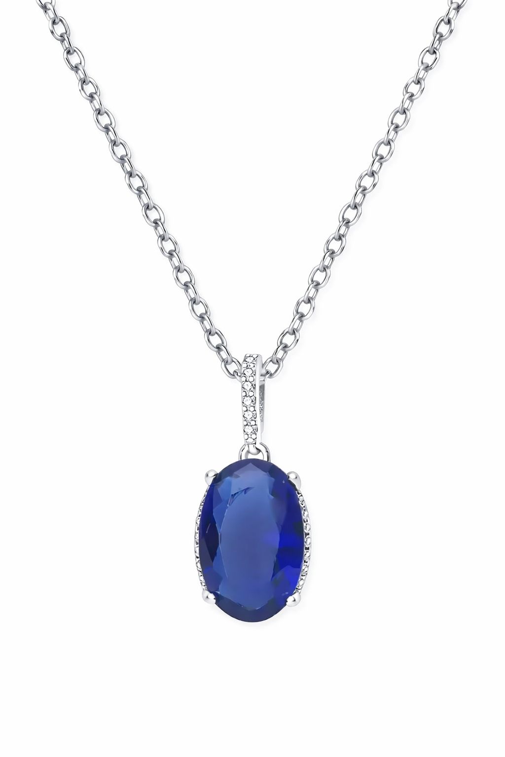 שרשרת משובצת אבן בסגנון ספיר | כסף סטרלינג 925