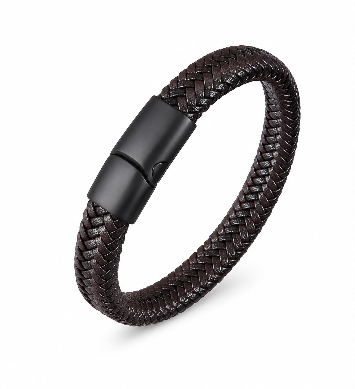צמיד עור קלוע לגבר brown&black