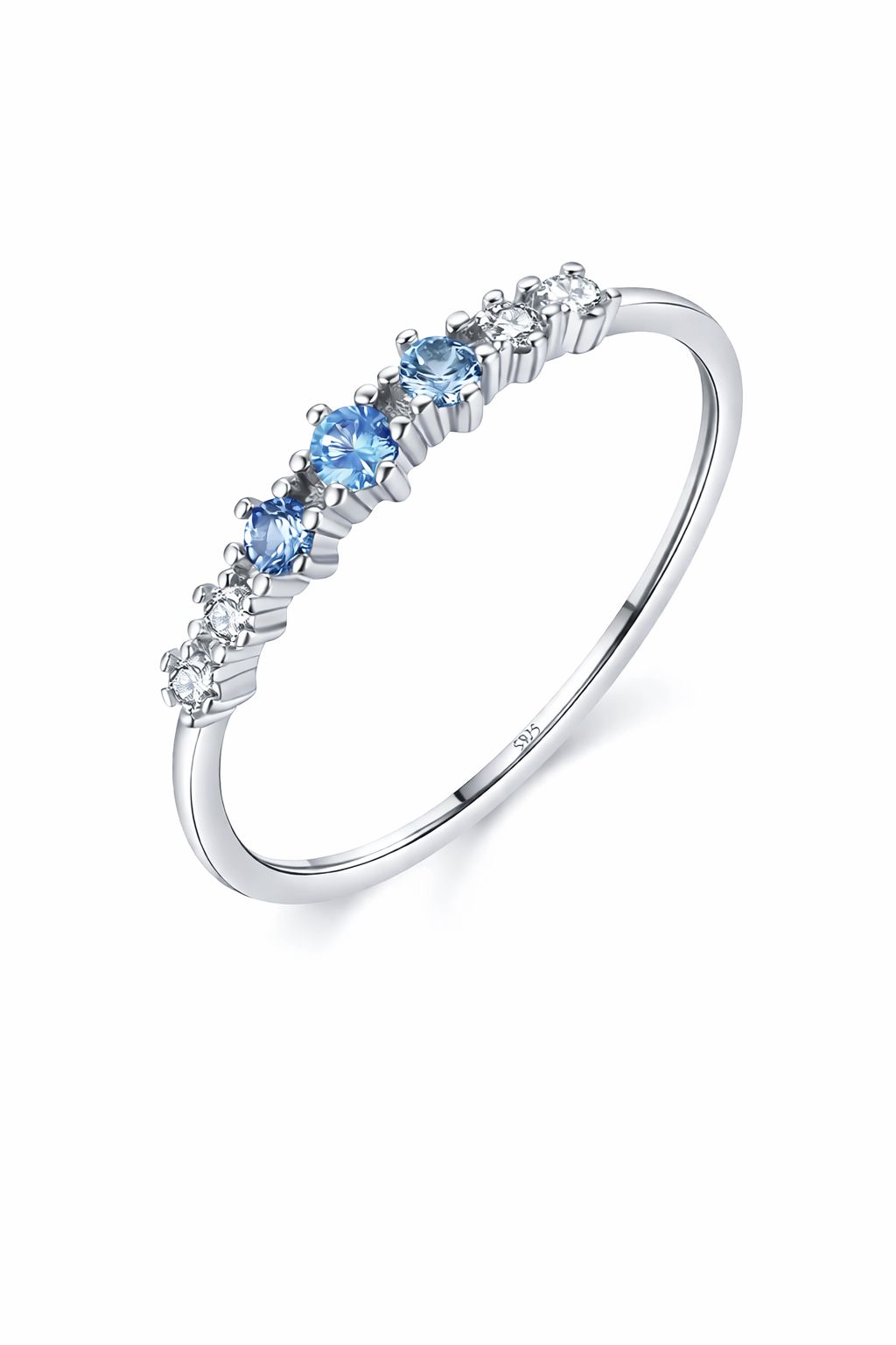 טבעת משובצת זירקונים תכלת | כסף סטרלינג 925